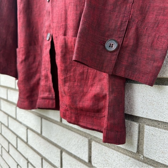 Bloomingdale’s 100% Linen Brick Red Blazer Shirt Jacket Minimalist Layer 6 - Picture 6 of 8